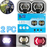 2 Pcs Set Universal HJG Arrow Style Bar Light Square Shape With Yellow / Red DRL For Car & Bikes