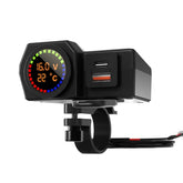 Universal Motorcycle Handlebar Mount Waterproof USB And Type C Charger 12-24V 5V/3.4A With Volt Meter And Temperature 1 Pc