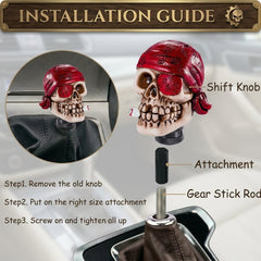 Universal One-Eyed Pirate Skull Gear Knob Gear Shift Knob Manual Transmission Shifter Lever Stick(Skin)