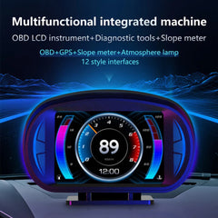 Universal P2 OBD2+GPS HUD Gauge Car Digital Head Up Display Speedometer Turbo RPM Alarm 1 Pc