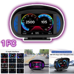 Universal P2 OBD2+GPS HUD Gauge Car Digital Head Up Display Speedometer Turbo RPM Alarm 1 Pc