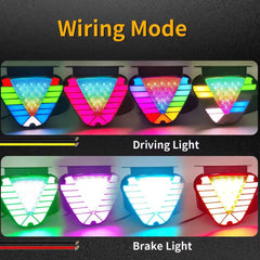 Universal RGB 3rd Brake Lamp F1 Style V Shape Tail Light For All Vehicles 1 Pcs