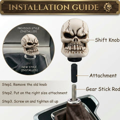 Universal Skull Gear Knob Gear Shift Knob Manual Transmission Shifter Lever Stick(Skin)