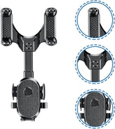 Universal Upgraded Car Phone Holder, Multifunctional Adjustable Rear View Mirror Car Mount for All Smartphones