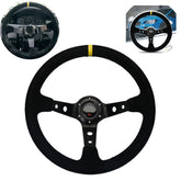 Universal Alcantara Deep Dish Sports Steering Wheel 1 Pc