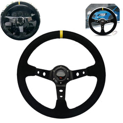 Universal Alcantara Deep Dish Sports Steering Wheel 1 Pc
