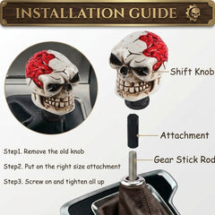 Universal Broken Head Skull Gear Knob Gear Shift Knob Manual Transmission Shifter Lever Stick(Skin)