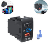 Universal Car In-Dash Charger Socket QC3.0 USB + PD3.0 Type-C Fast Charging for Old Honda 1 Pc