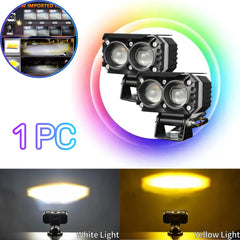 1 Pc Universal HJG 2 SMD Fog Light Dual Color With RGB Function in Metal Body
