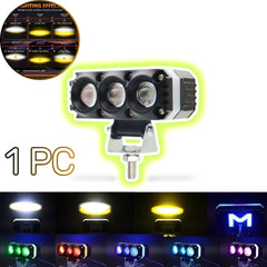 1 Pc Universal HJG 3 SMD Fog Light Dual Color With RGB Function in Metal Body