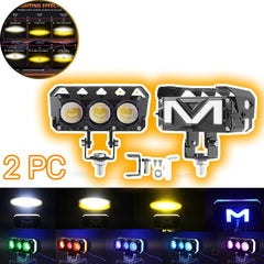 2 Pcs Set Universal HJG 3 SMD Fog Light Dual Color With RGB Function in Metal Body