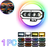 1 Pc Universal HJG 4 SMD Fog Light Dual Color With RGB Function in Metal Body