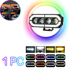 1 Pc Universal HJG 4 SMD Fog Light Dual Color With RGB Function in Metal Body