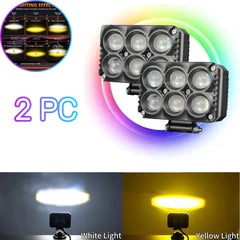 2 Pcs Set Universal HJG 6 SMD Fog Light Dual Color With RGB Function in Metal Body