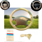 Universal Hand sewing Top Alcantara Steering Wheel Cover 1 Pc (Beige)
