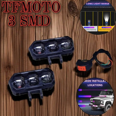 2 Pcs Set Universal TFMOTO 3 SMD Spotlight 18 Watt Lens Devil Eye Dual Color Beam Fog Lights With Free Switch