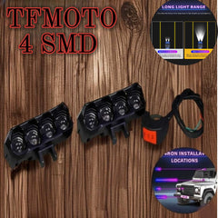 2 Pcs Set Universal TFMOTO 4 SMD Spotlight 20 Watt Lens Devil Eye Dual Color Beam Fog Lights With Free Switch