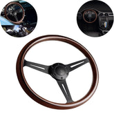 Universal Vintage Style Classic Steering Wheel Wood with Polished Sports Steering Wheel 1 Pc