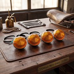 Universal Motorcycle Indicators Vintage Style Amber Turn Signals (4-Piece Set)