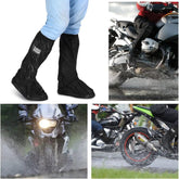Waterproof Shoes Cover with Reflector Rain Snow Boots Black Reusable Covers for Motorcycle -1 Pair