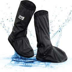 Waterproof Shoes Cover with Reflector Rain Snow Boots Black Reusable Covers for Motorcycle -1 Pair