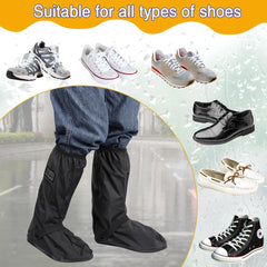 D-11 Waterproof Shoes Cover with Reflector Rain Snow Boots Black Reusable Covers for Motorcycle -1 Pair