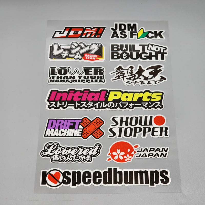 Premium Quality Custom Sticker Big Sheet For Car & Bike Embossed Style JDM