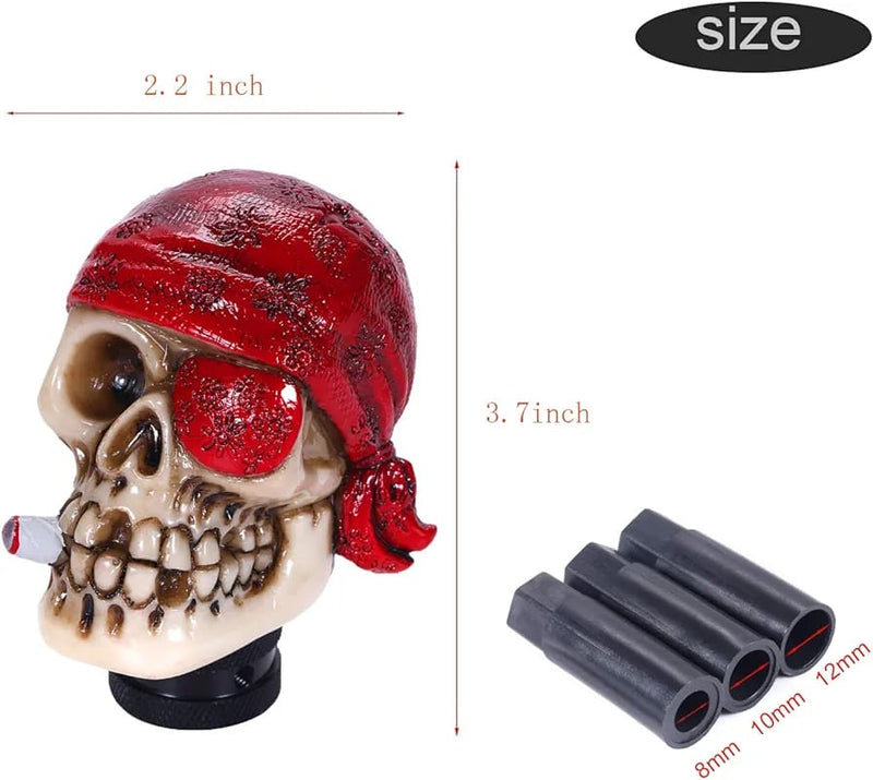 Universal One-Eyed Pirate Smoking Skull Shift Gear Knob Car Shifter Lever Most Manual Automotive Vehicles