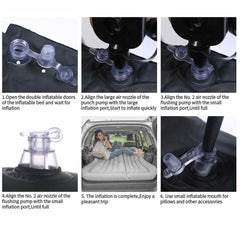 Universal Car Inflatable Bed Air Mattress In Car Outdoor Camping Cushion Folding Portable Flocking Pad(Black)