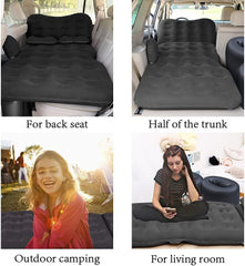 Universal Car Inflatable Bed Air Mattress In Car Outdoor Camping Cushion Folding Portable Flocking Pad(Black)