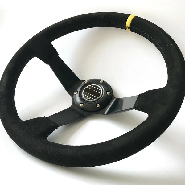 Universal PVC Leather Deep Dish Sports Steering Wheel 1 Pc