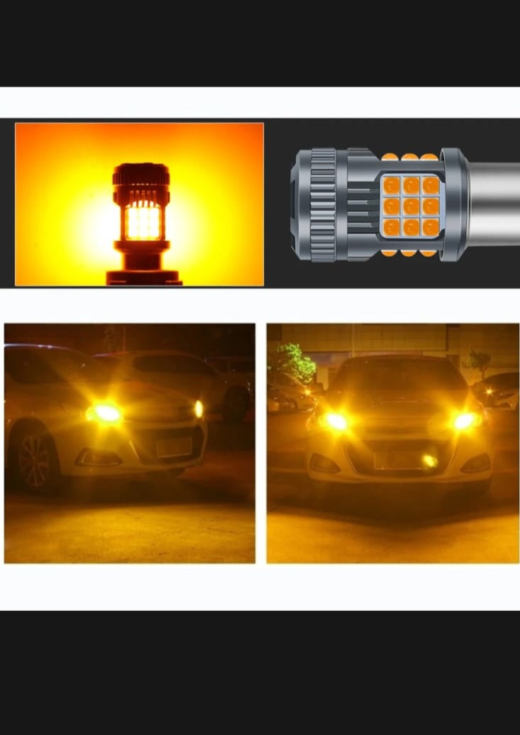 Upgraded S25 SMD Bulb Brake Light Single Point With Fan Yellow 2 Pcs Set