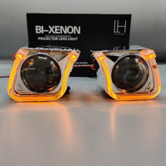 LIUHAWK Bi Xenon Projector DRL+Indicator Eye Style 55 Watt SMD Complete Set Red - Yellow