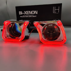 LIUHAWK Bi Xenon Projector DRL+Indicator Eye Style 55 Watt SMD Complete Set Red - Yellow