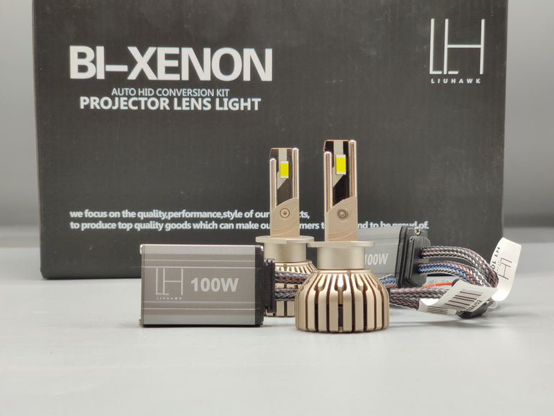 LIUHAWK Bi Xenon Projector White DRL Round Style 55 Watt SMD Complete Set