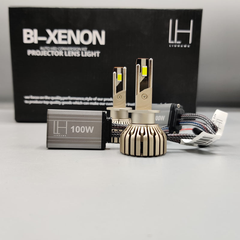 LIUHAWK Bi Xenon Projector White DRL Round Style 55 Watt SMD Complete Set