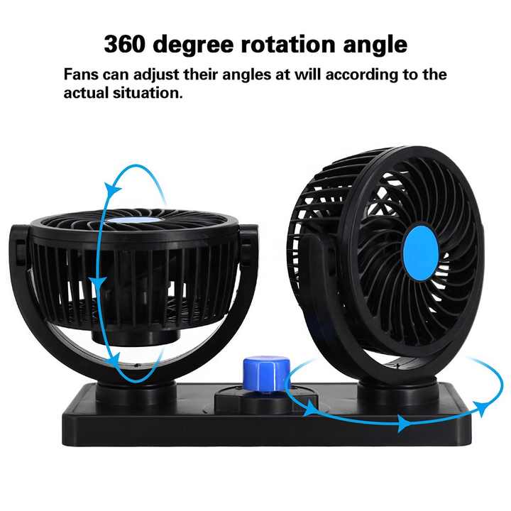Universal 12V Mini Electric Car Fan Low Noise Summer Car Air Conditioner 360 Degree Rotating Cooling Fan Car Cooler 1 Pc