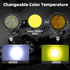 7 SMD Floodlight 140 Watt Cree SMD With Yellow Fog Covers Bar Light 2 Pcs Set