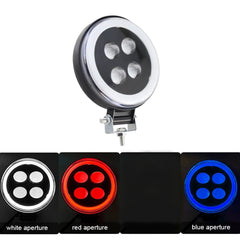Universal LED Round Bar Light Angel Eye Function Auxiliary Fog Spotlights 1 Pc (Red)