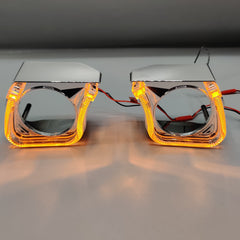 LIUHAWK Bi Xenon 2.5 Projector Shroud DRL+Indicator Mini Eye Style 2 Pcs Set(Red/Yellow)