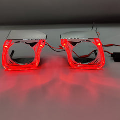 LIUHAWK Bi Xenon 2.5 Projector Shroud DRL+Indicator Mini Eye Style 2 Pcs Set(Red/Yellow)