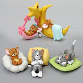 Universal 5 in 1 Cool Tom & Jerry Sleeping Resin Statue Car Interior Decoration Accessories 1Pc