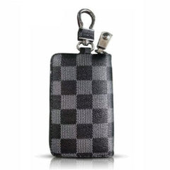Premium Quality Check Pattern Leather Key Cover 1 PC Black