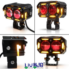 1 Pc Universal HJG H-S77 2 Lens Waymaker Pro 60W Foglight White/Yellow Spot