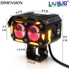 1 Pc Universal HJG H-S77 2 Lens Waymaker Pro 60W Foglight White/Yellow Spot