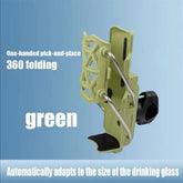 Heavy Duty Clamp On Bottle Holder Beverage Mount For Handlebar Water Bottles For Bike(Green)