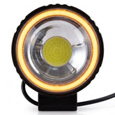 Universal Round LED Floodlight With Amber DRL Ring For Motorcycles & Off-Road Vehicles