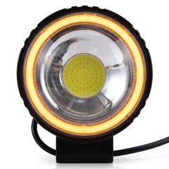 Universal Round LED Floodlight With Amber DRL Ring For Motorcycles & Off-Road Vehicles