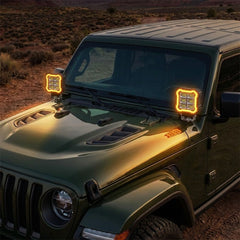 Universal 6-LED Square Floodlight With Amber DRL Frame For Motorcycle & Off Road Vehicles