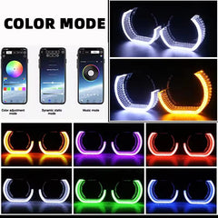 Universal Angel Eye Crystal Ring 2.5 Inch APP Control RGB LED for Car Headlight In Premium Quality 2 Pcs Set